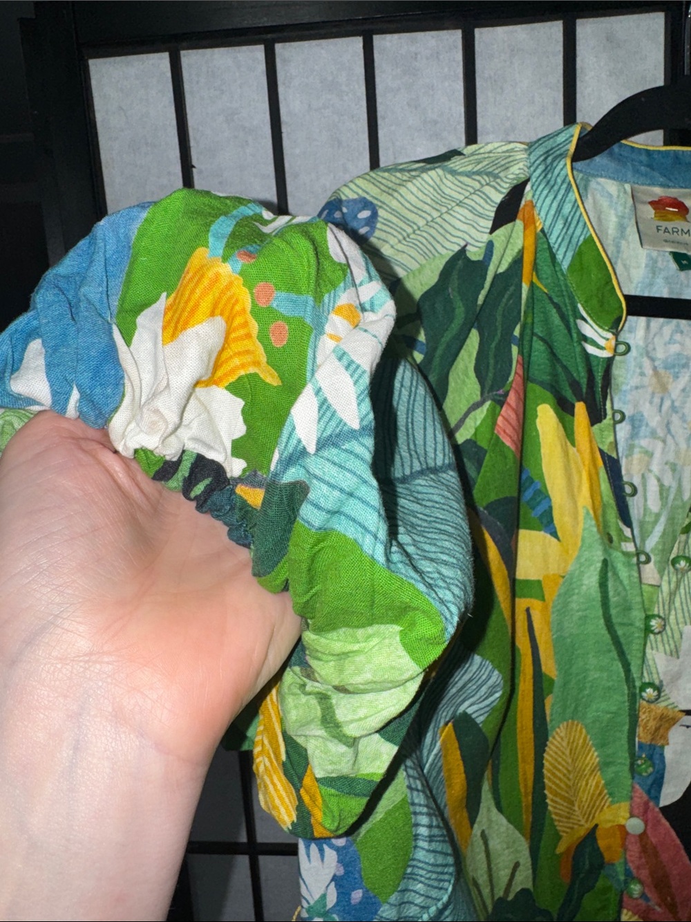 FARM Rio Vintage Toucan Tropical Floral Belted Romper Size M Green Resort - Picture 4 of 12